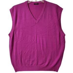 MARBAS MEN SWEATER VEST 100% MERINO WOOL ITALY GOLF PREPPY ACADEMIA SZ LG V-NECK